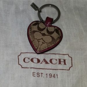 Coach NWOT Signature Keychain Puff Leather Heart